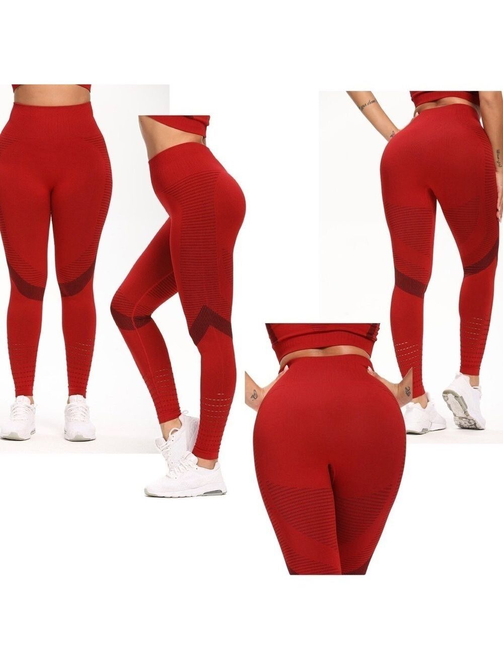 Yogazen Yoga red seamless Sports Workout High Waist Full Length Pants Leggings L